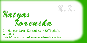 matyas korenika business card